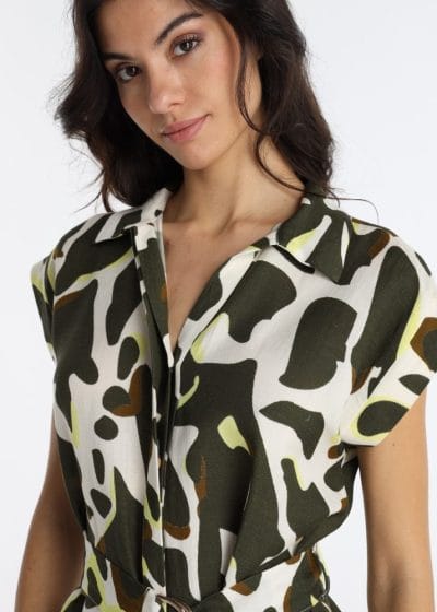 Alternative view of Lois vestido midi camisero estampado verde Ref. 1454
