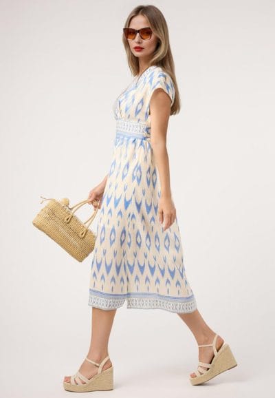 Alternative view of Vestido midi cenefa azul Ref. 8905