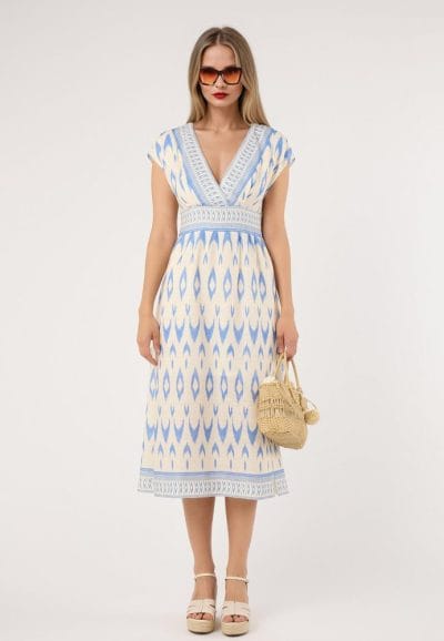 Vestido midi cenefa azul Ref. 8905
