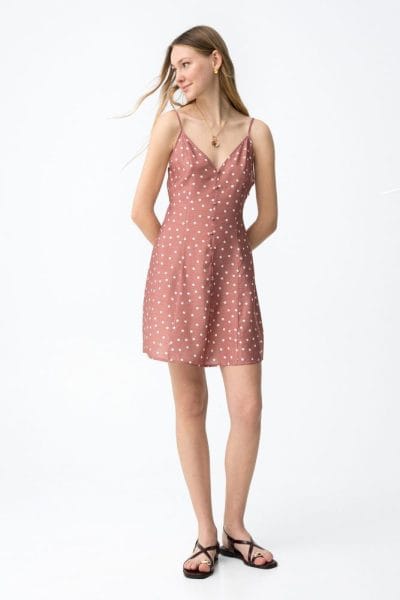 Vestido rosa claro con lunares blancos Ref. Saltina