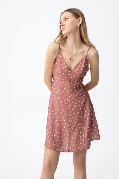 Alternative view of Vestido rosa claro con lunares blancos Ref. Saltina