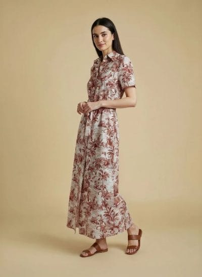SURKANA Vestido camisero largo estampado rojo Ref. REPA723