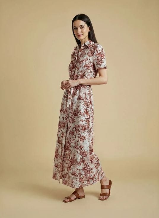 SURKANA Vestido camisero largo estampado rojo Ref. REPA723