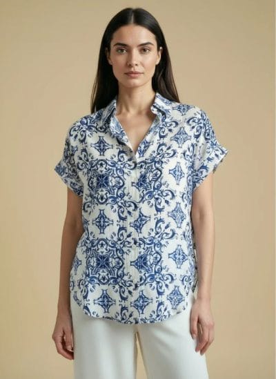 SURKANA Camisa estampada manga corta azul Ref. REPA122