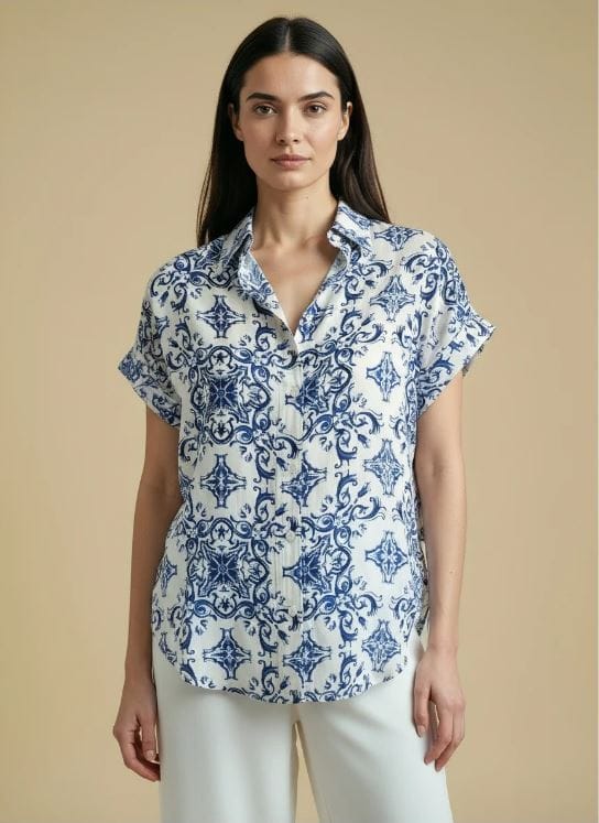 SURKANA Camisa estampada manga corta azul Ref. REPA122
