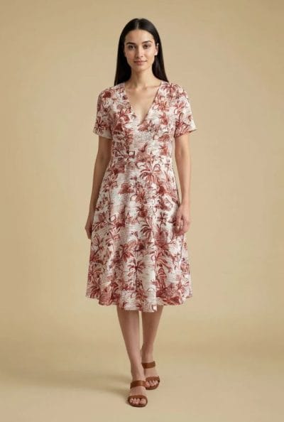 SURKANA Vestido midi estampado rojo Ref. REPA724