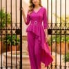 Conjunto pantalón volante asimétrico fucsia Ref. 3072