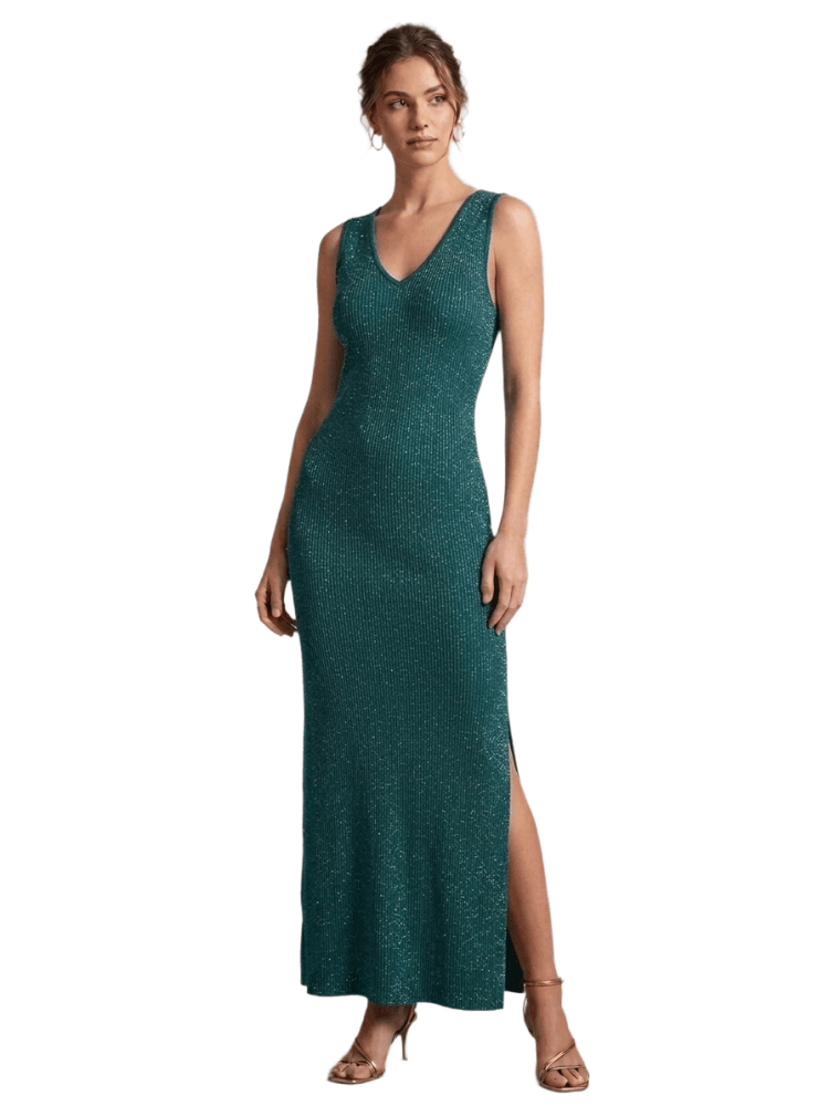 Vestido largo verde brillos Ref. Soraia