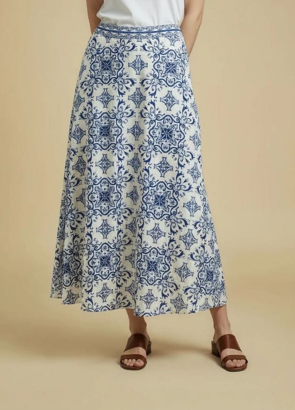SURKANA Falda larga estampada azul Ref. REPA620