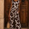 Conjunto pantalón estampado marrón