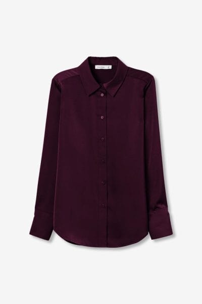 Alternative view of Camisa satinada berenjena Ref. Satan