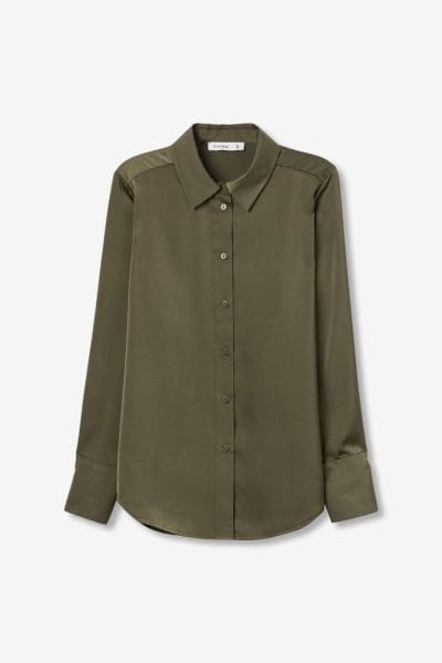 Alternative view of Camisa satinada verde Ref. Satan