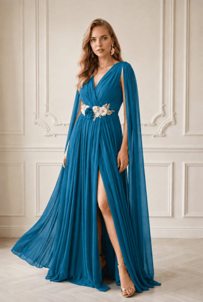 Vestido damas largo alas verde Ref. 2834