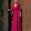 Vestido largo plumas buganvilla Ref. 4897