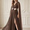 Vestido damas largo alas marrón Ref. 2834