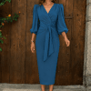 Vestido midi turquesa nudo Ref. 4978