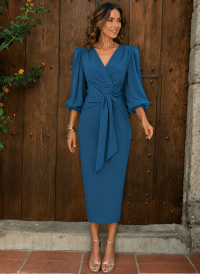 Vestido midi turquesa nudo Ref. 4978