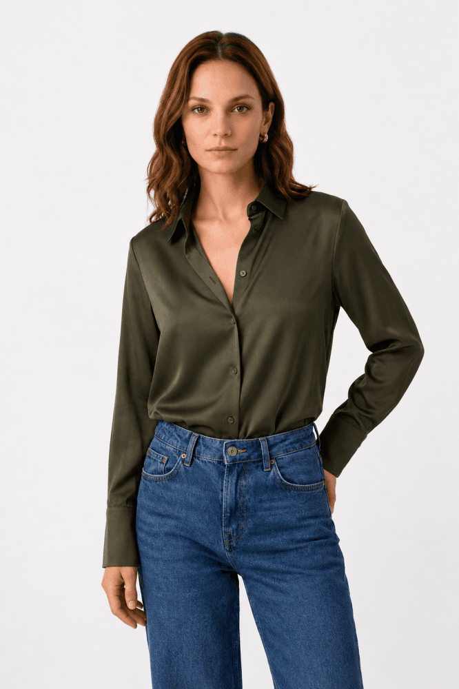 Camisa satinada verde Ref. Satan