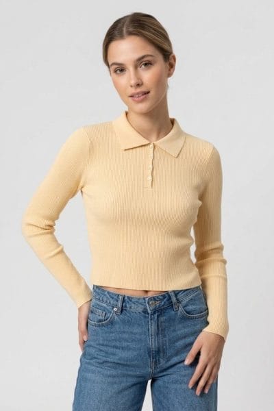 Jersey canalé amarillo mantequilla Ref. Sophie.