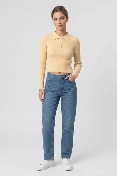 Alternative view of Jersey canalé amarillo mantequilla Ref. Sophie.