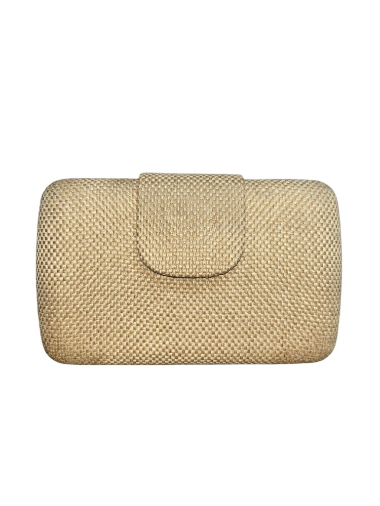 Bolso clutch trenzado dorado