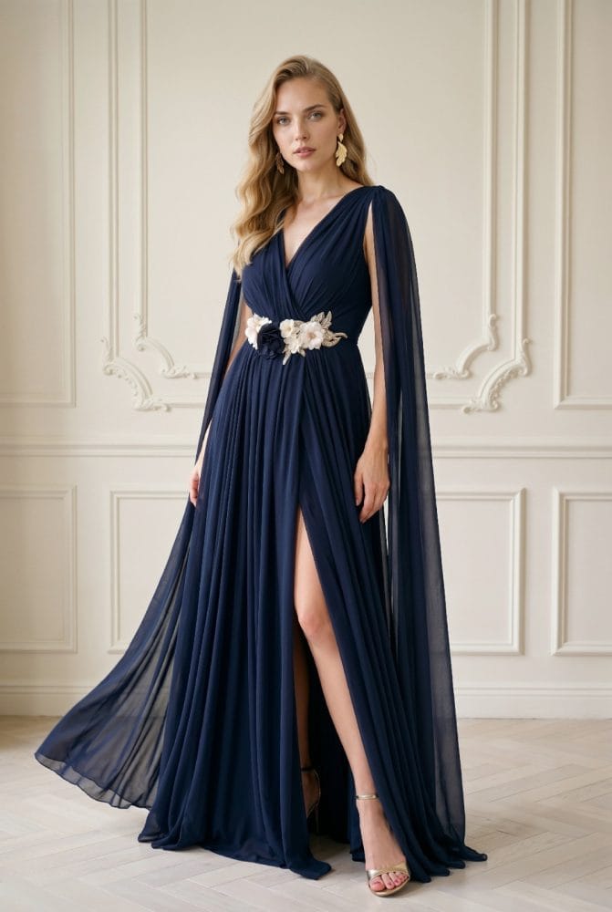 Vestido damas largo alas marino Ref. 2834