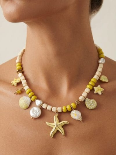 Alternative view of Collar motivos marinos verde