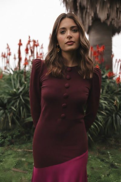 Alternative view of Vestido midi granate botones Ref. 626-209
