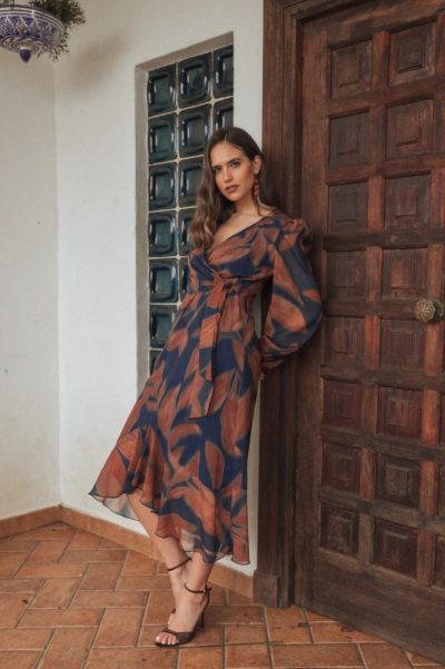 Vestido midi estampado marrón Ref. 626-231