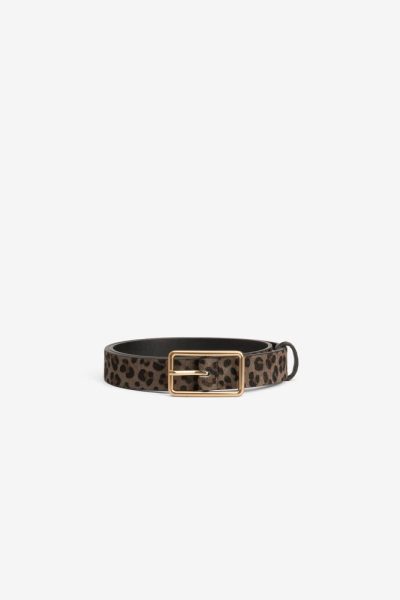 Cinturón de cuero estampado leopardo gris Ref. Dianne