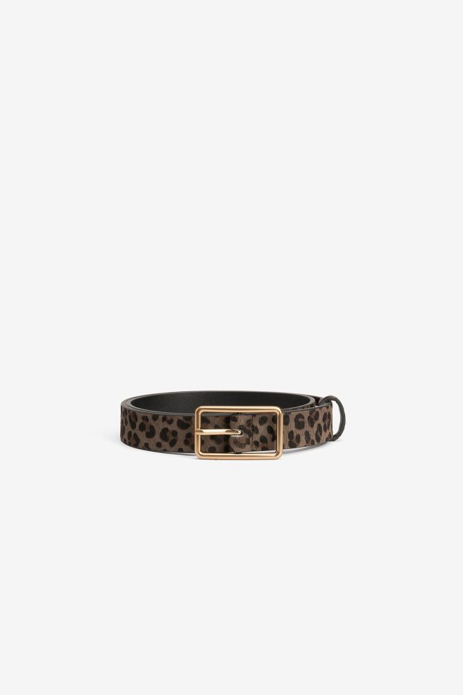 Cinturón de cuero estampado leopardo gris Ref. Dianne