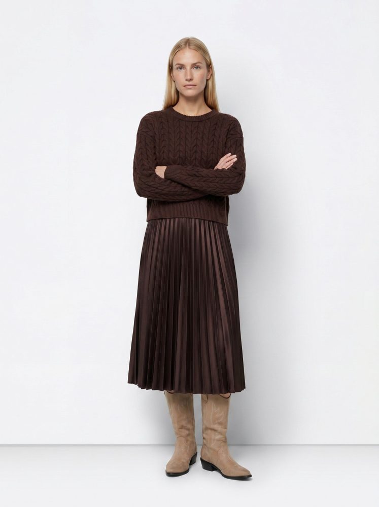 Falda midi pliegues marrón Ref. Tokyo