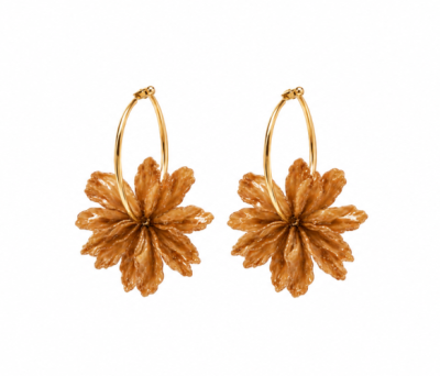 Pendientes dorados flor