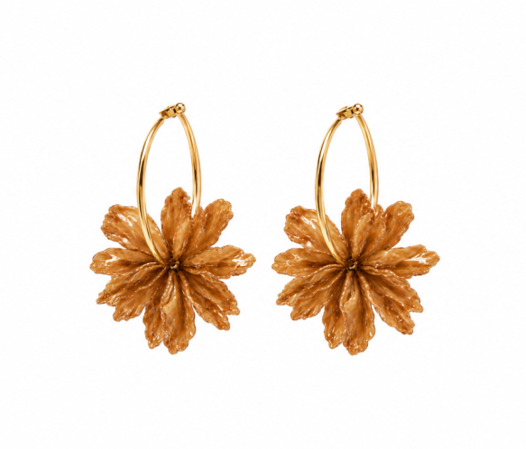 Pendientes dorados flor