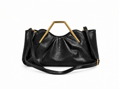 Alternative view of Bolso negro asa dorada geométrica
