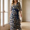 Vestido volante gasa estampado azul Ref. 3086