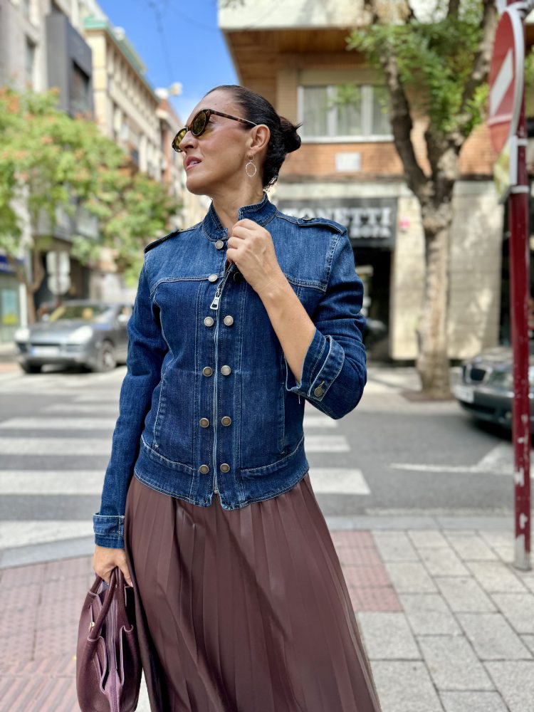 Chaqueta vaquera cuello mao