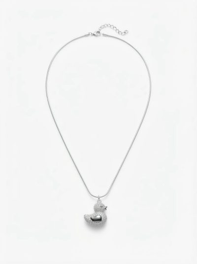Collar plateado pato brillos