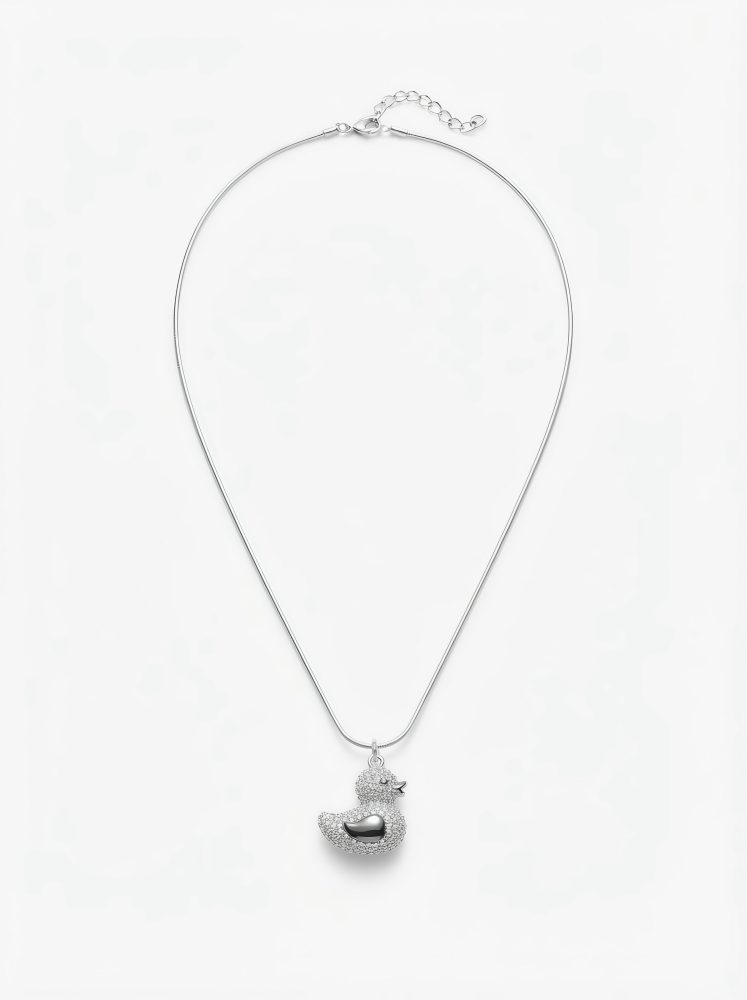Collar plateado pato brillos