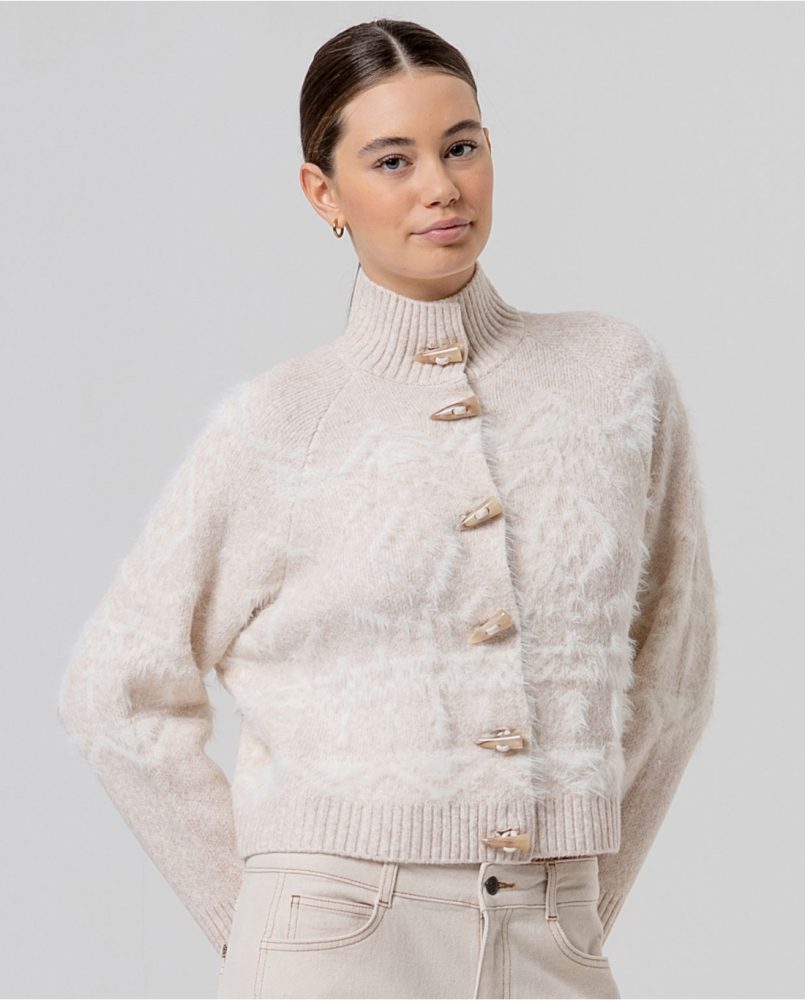 SURKANA Chaqueta de punto cuello chimenea crudo Ref. SAFE332