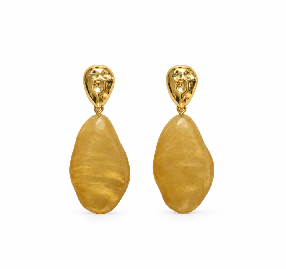 Pendientes ámbar dorados