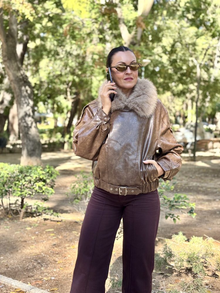 Cazadora polipiel camel
