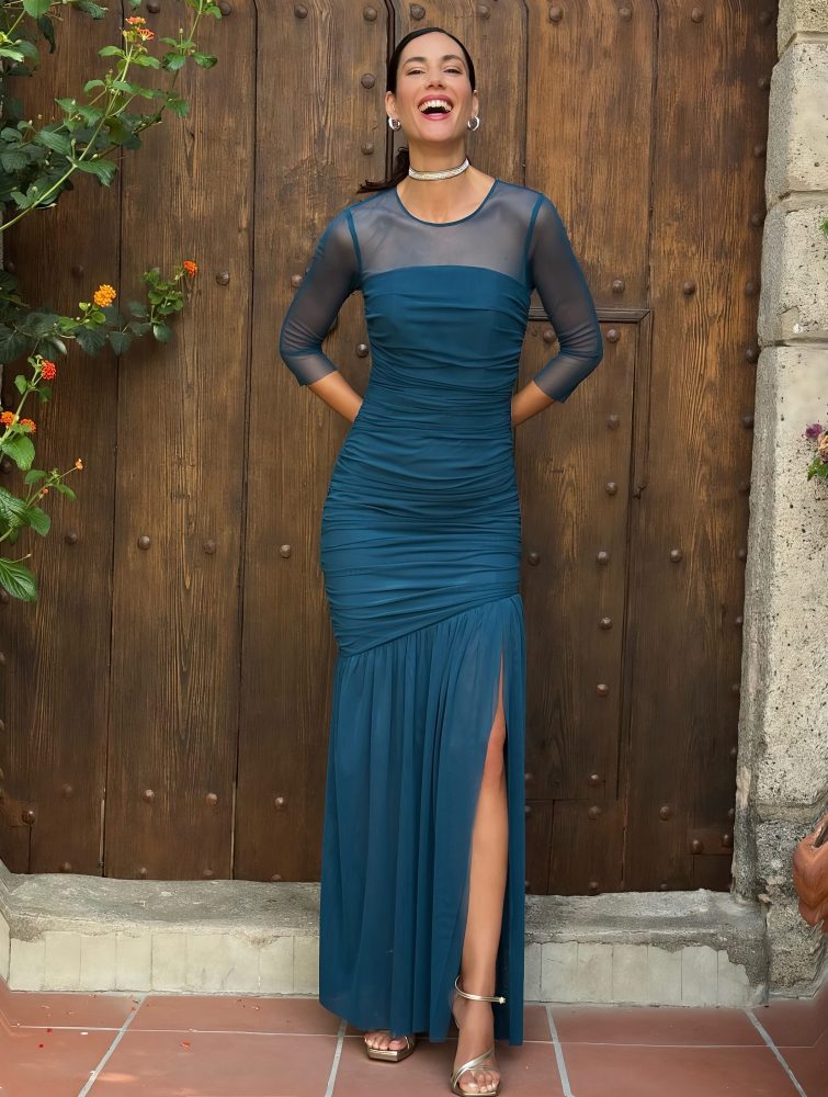 Vestido largo tul azul Ref. 4960
