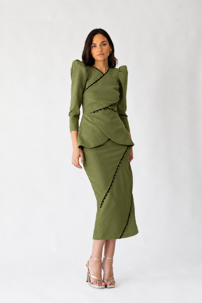 BLANCA MARTÍN Vestido verde volantes