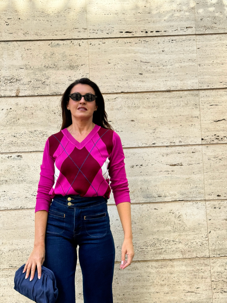 Jersey jaquard rombos fucsia Ref. 6264